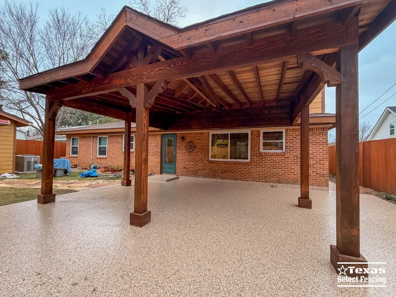 Gable + Shed Patio Cover Installation in Arlington, Texas — Texas Select Fencing, fence company serving Anna, Texas
