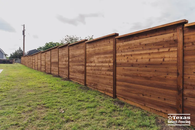 Horizontal Cedar Fence with Sliding Gate Installation in Prosper