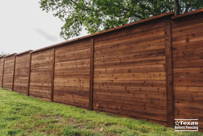 Horizontal Cedar Fence with Sliding Gate Installation in Prosper