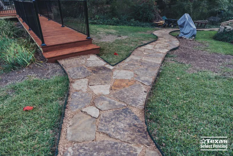 Deck, Automatic Gate, and Flagstone Path in Lavon, Texas