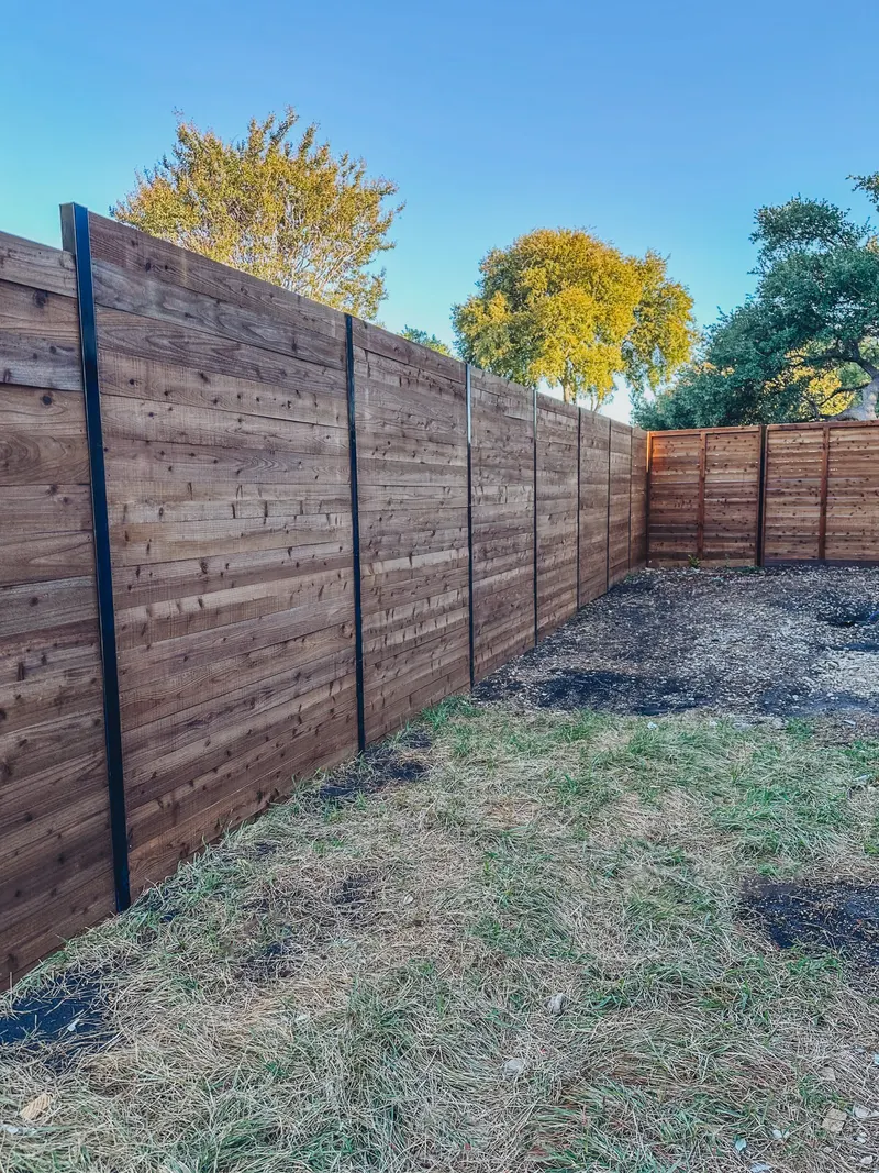 8' Horizontal SBS Cedar Fence Installation in Richardson, Texas